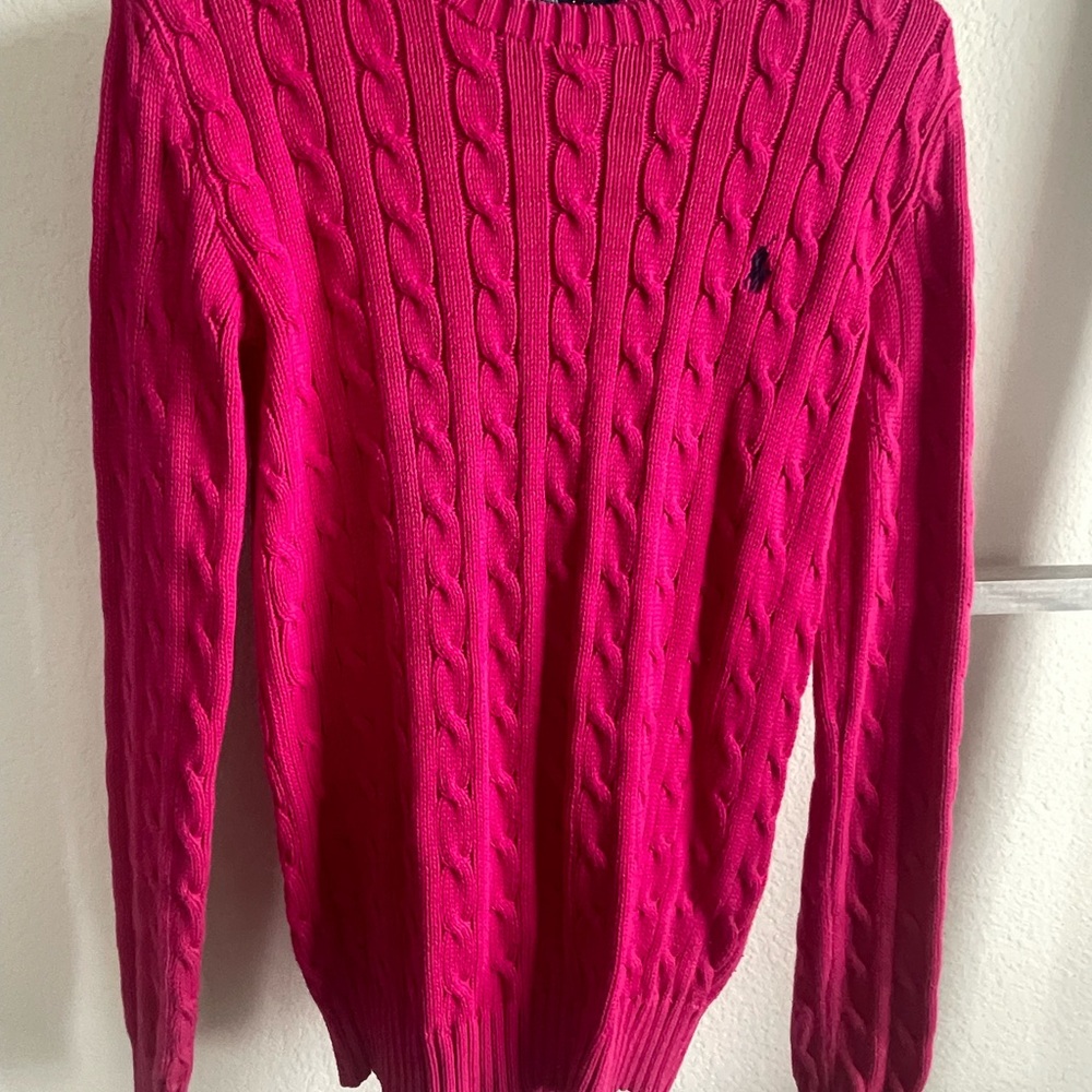 Polo Ralph Lauren Bright Pink Cable Knit Sweater